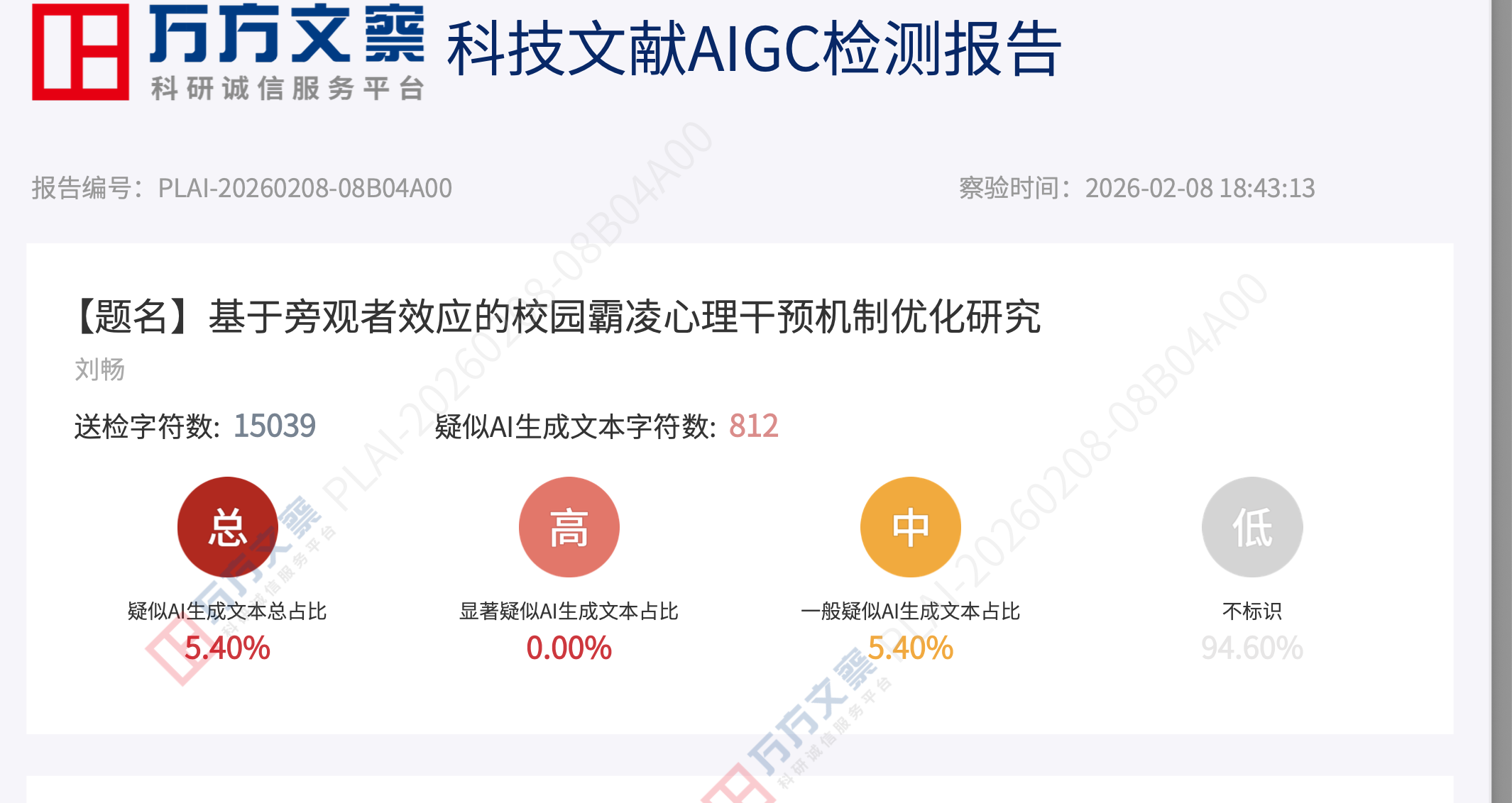 万方检测报告5.40%