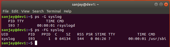 ps -fg command
