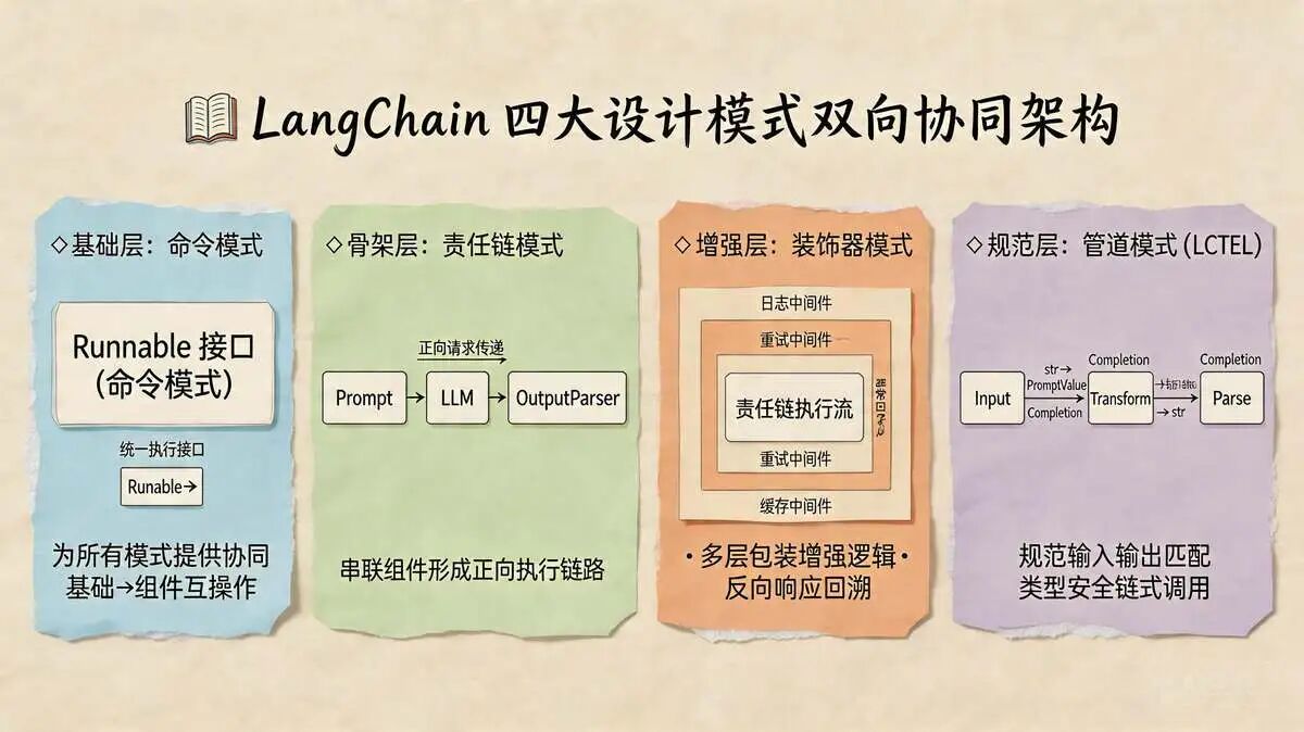 五、四大设计模式的协同关系：构建 LangChain 双向架构