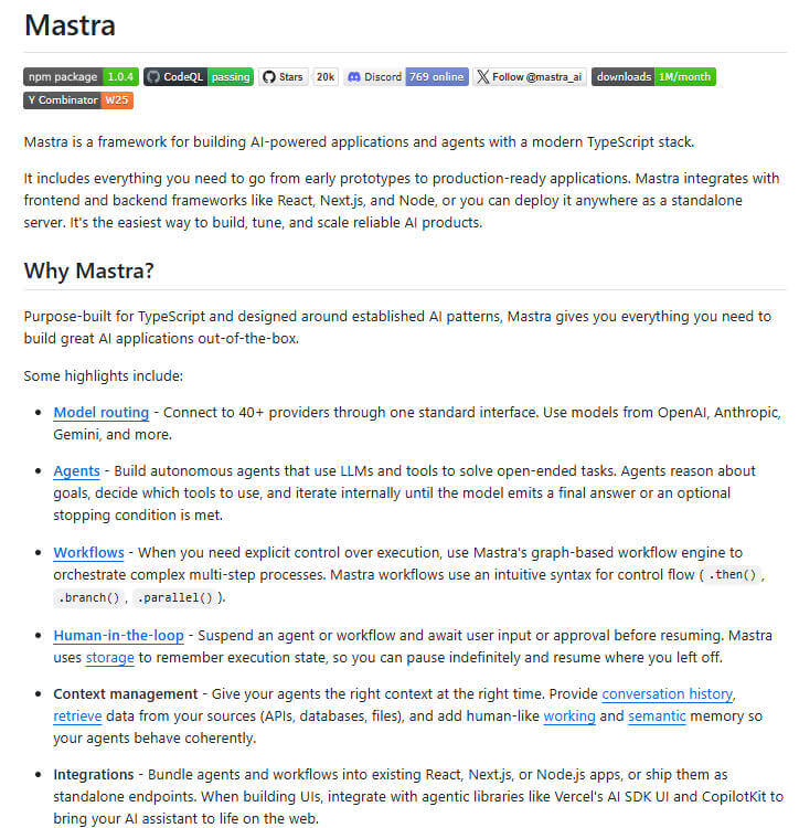 mastra 项目介绍图