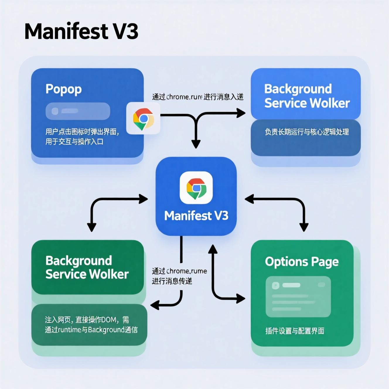 详解Chrome插件核心架构：Manifest V3 与四大组件（Popup/Background/Content/Options）——​Chrome 插件开发从入门到精通系列教程​02_chrome v3 option 是哪里的位置-CSDN博客