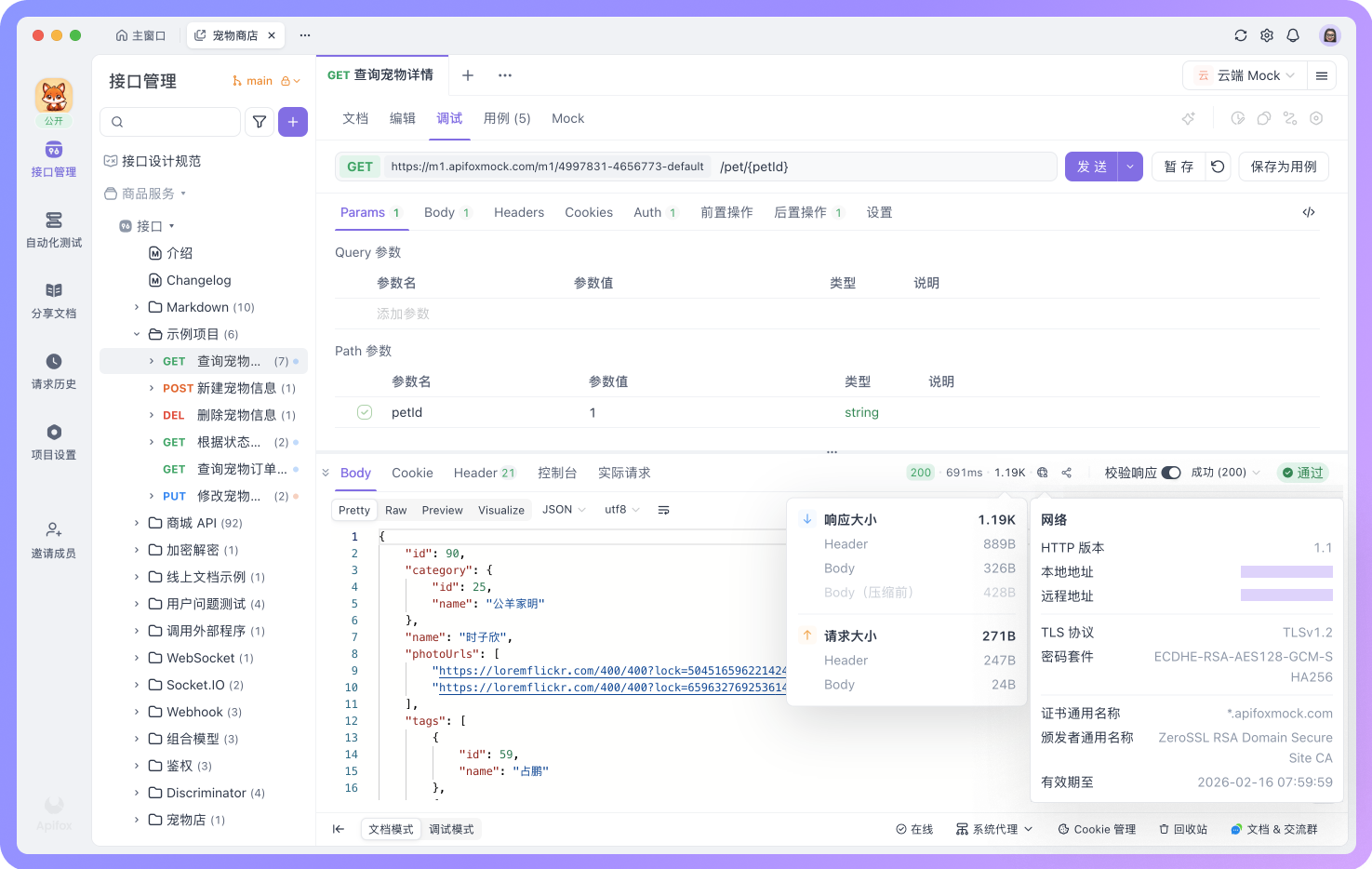 支持查看 HTTP 版本、TLS 协议等网络信息