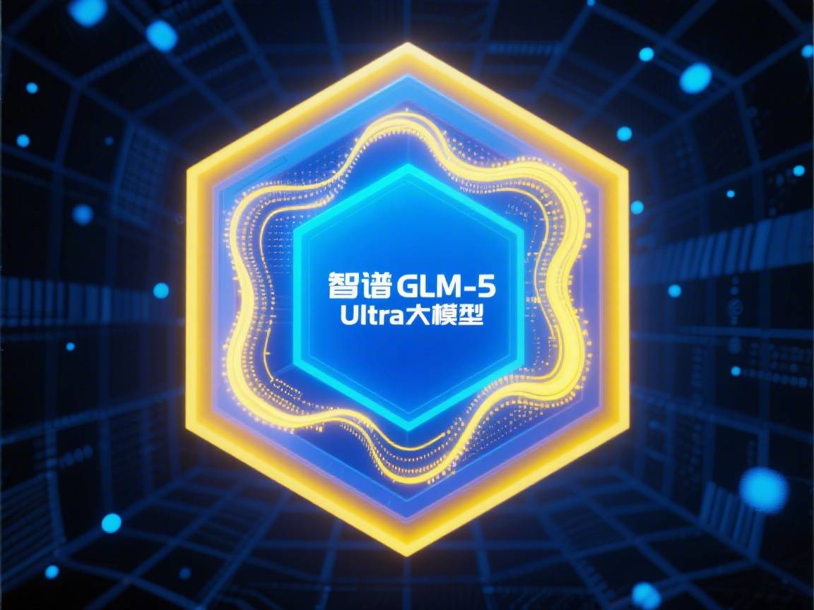 智谱GLM-5 Ultra大模型,国产AI,科技风,蓝黄主色调