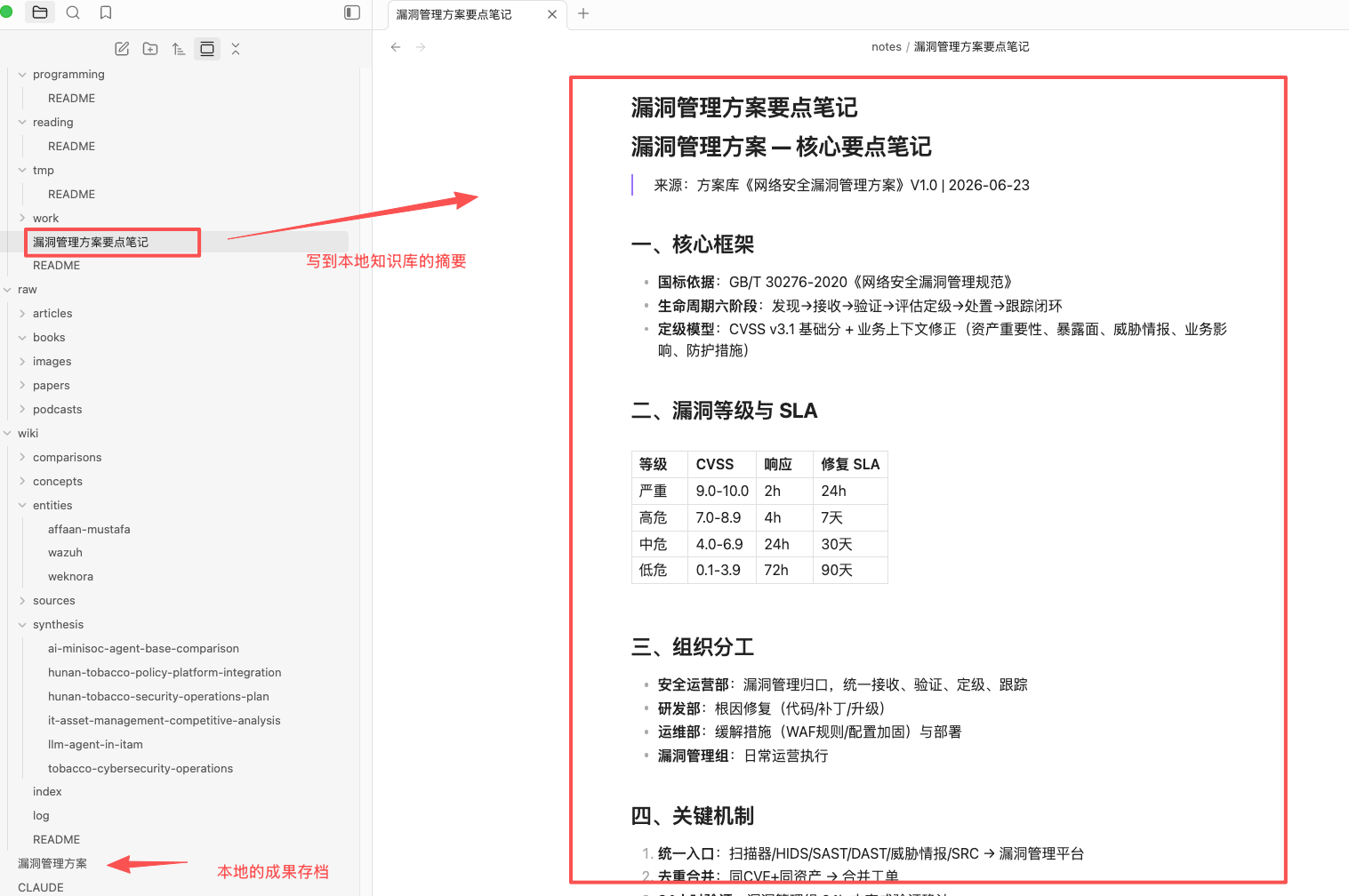 沉淀到本地库的存档和摘要