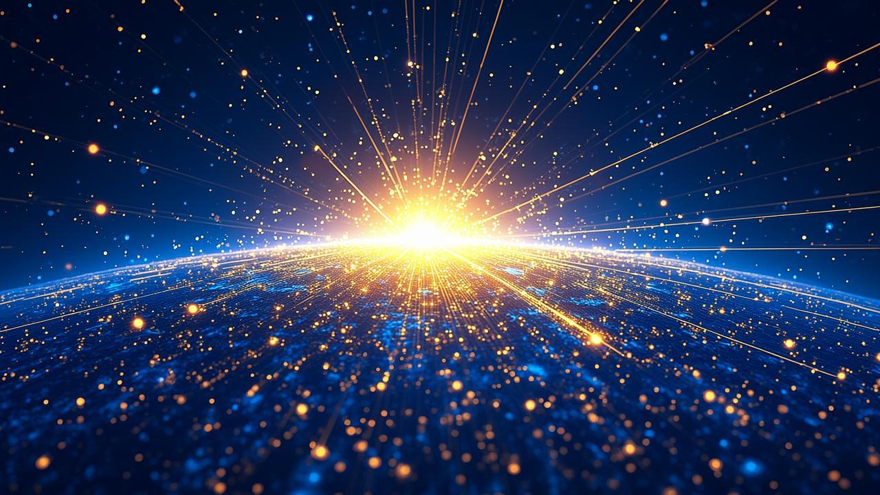 Abstract open source ecosystem imagery: on a deep 