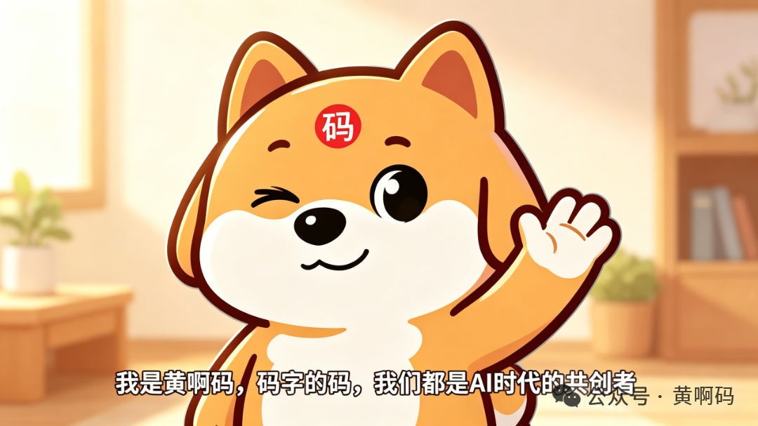 jimeng-2026-05-31-5198-结尾配图,黄啊码柴犬,双眼睁开微笑,招手问候,文字:我是黄啊码,码字的码,我们都....png