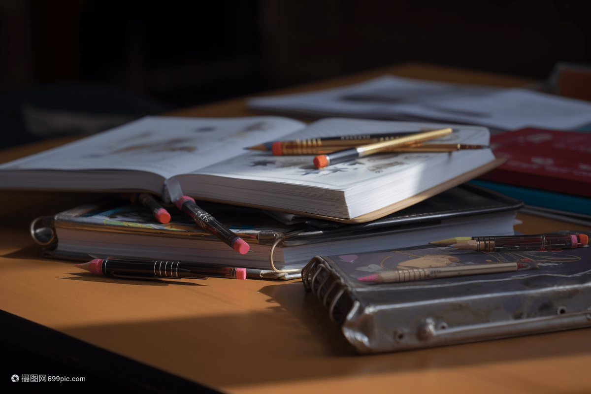 上课的书本 晨光书桌前的专注时刻