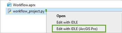 “使用 IDLE 编辑 (ArcGIS Pro)”选项
