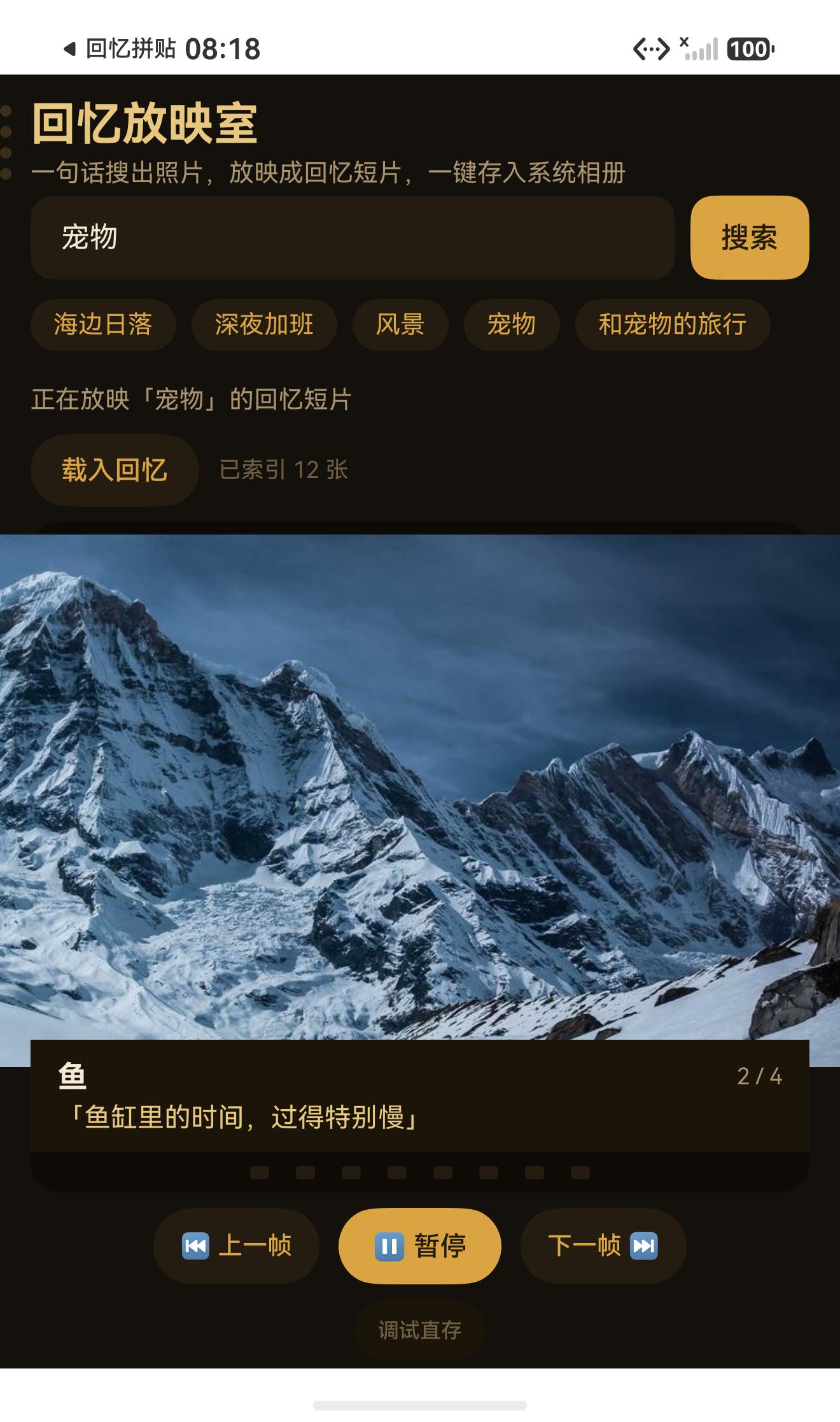 放映中第 2 帧：自动切帧，缩放相位翻转，构图与第 1 帧不同