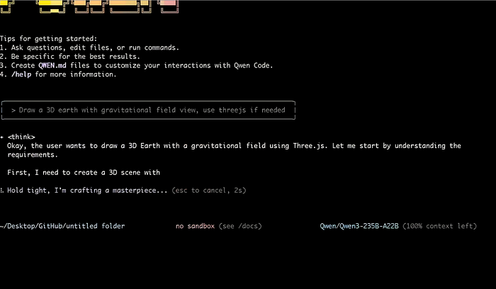 Qwen3-Coder CLI. Image by Jim Clyde Monge