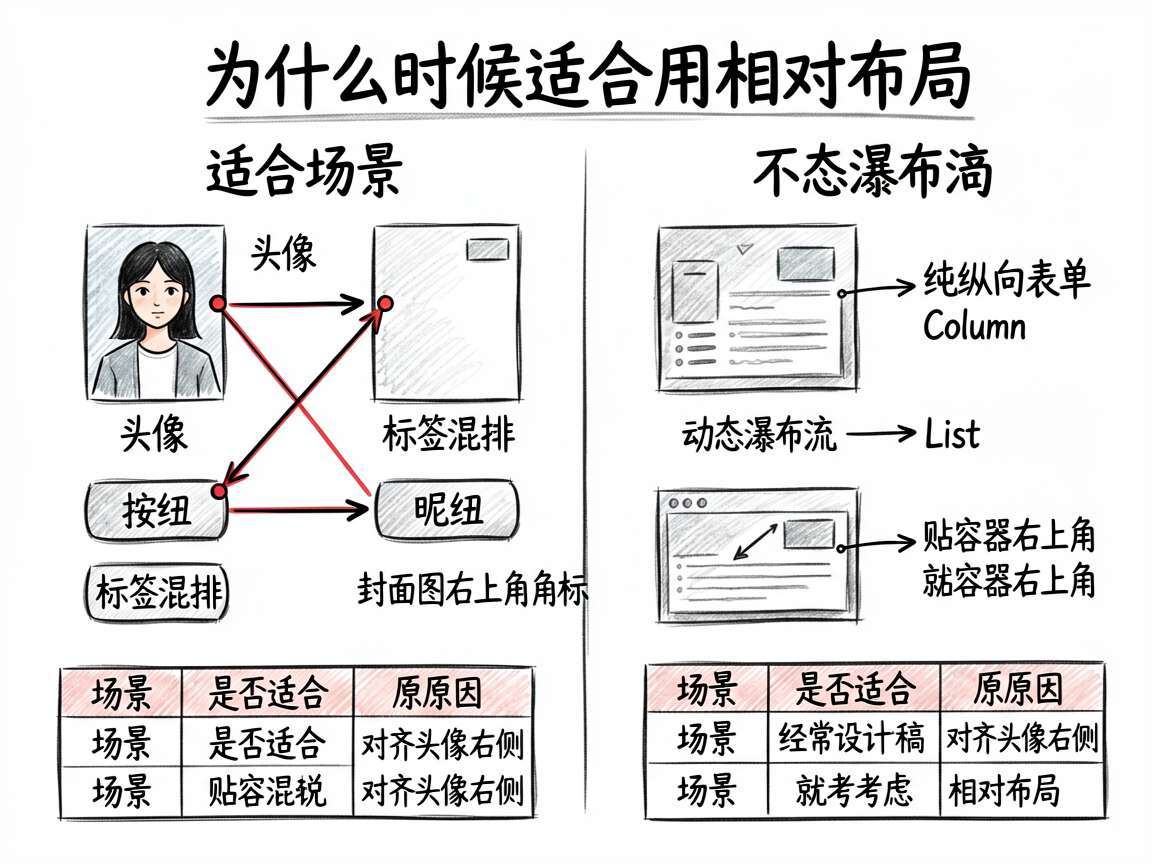 为一篇讲解 HarmonyOS7 RelativeContainer 的中文文章绘制一张手绘笔记风格