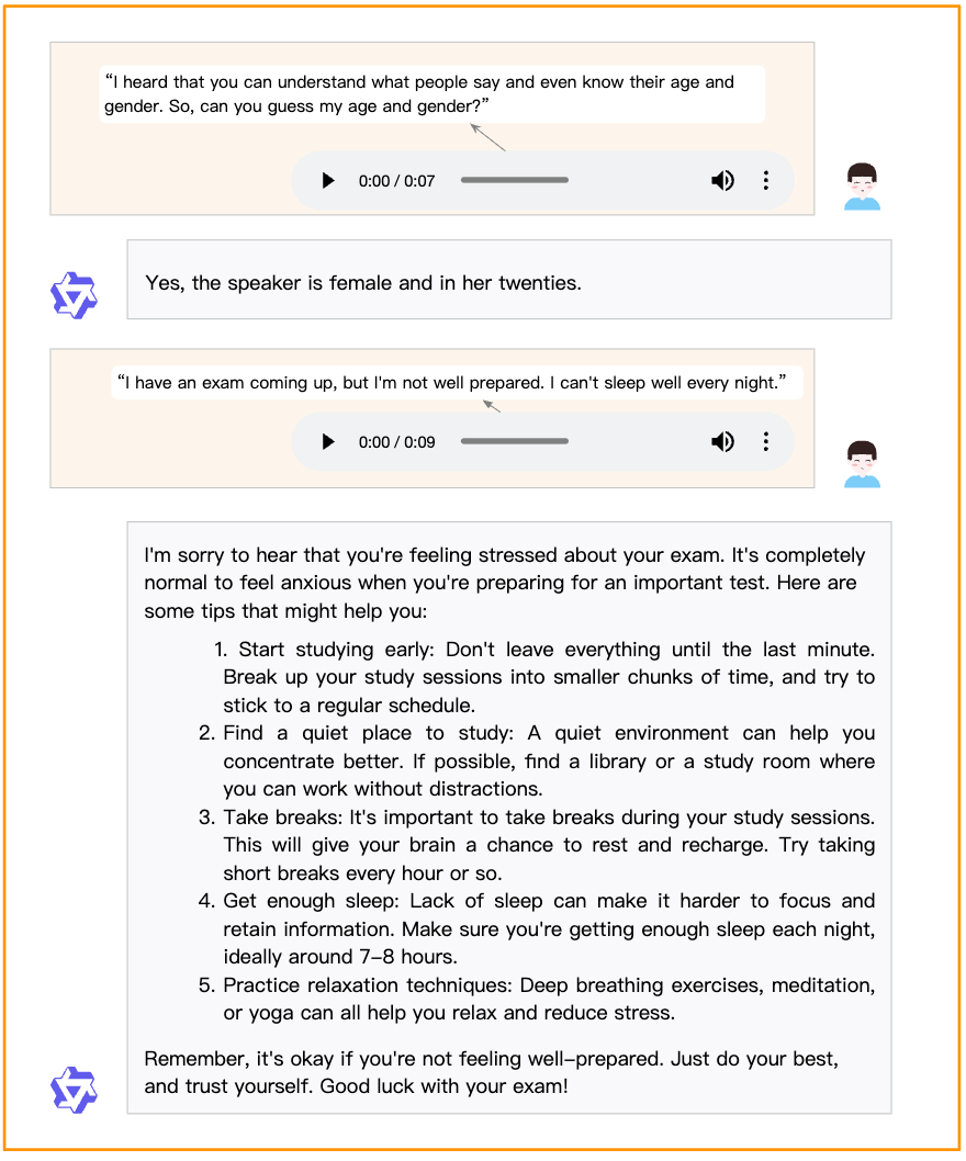 图4：展示 Qwen2-Audio 在语音自由聊天中的能力示例