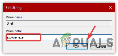 Change Entry to Explorer.exe