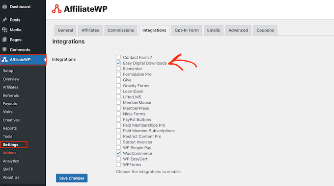 如何將 AffiliateWP 與 Easy Digital Downloads (EDD) 集成
