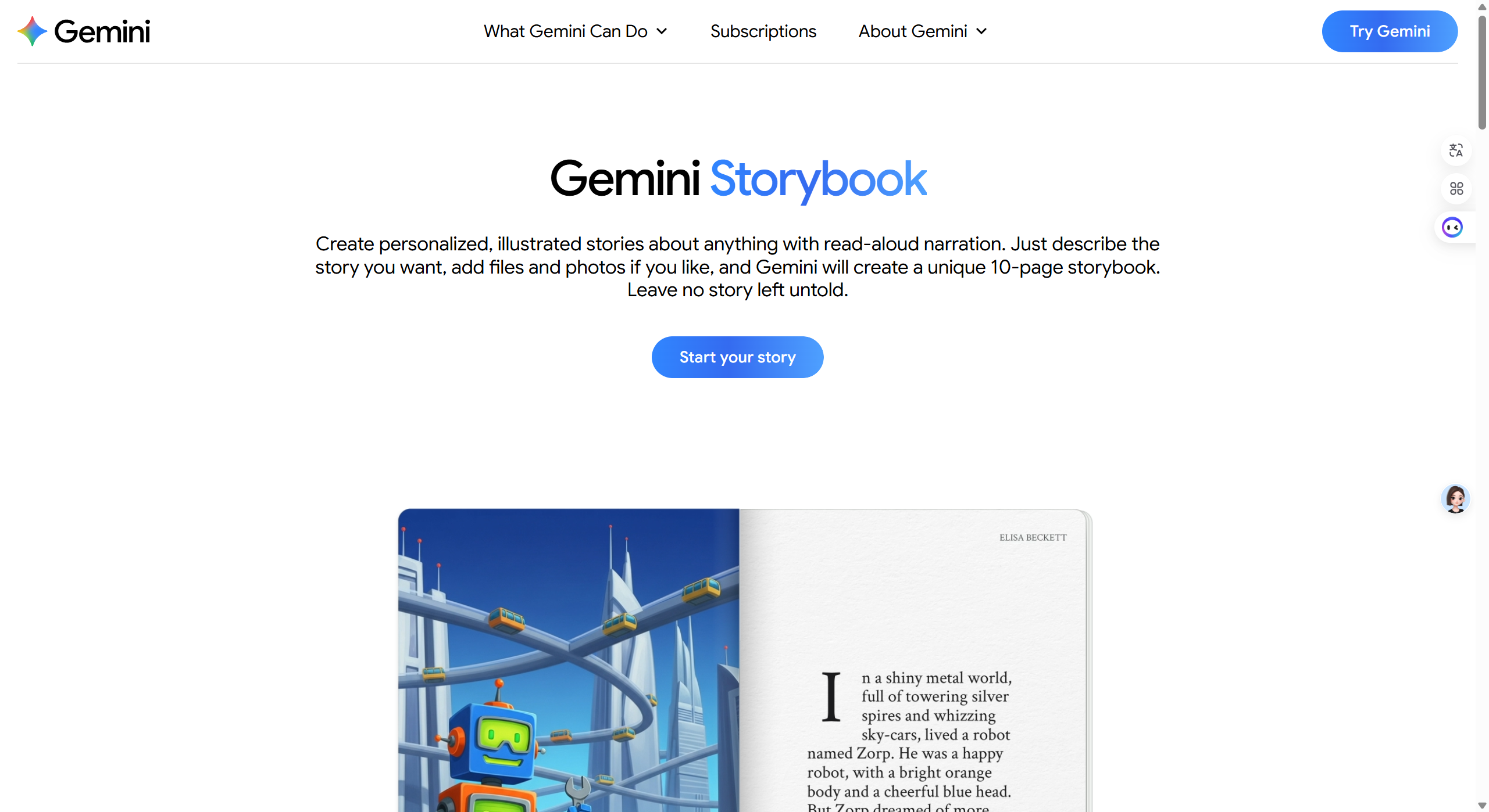 Google Gemini Storybook官网界面