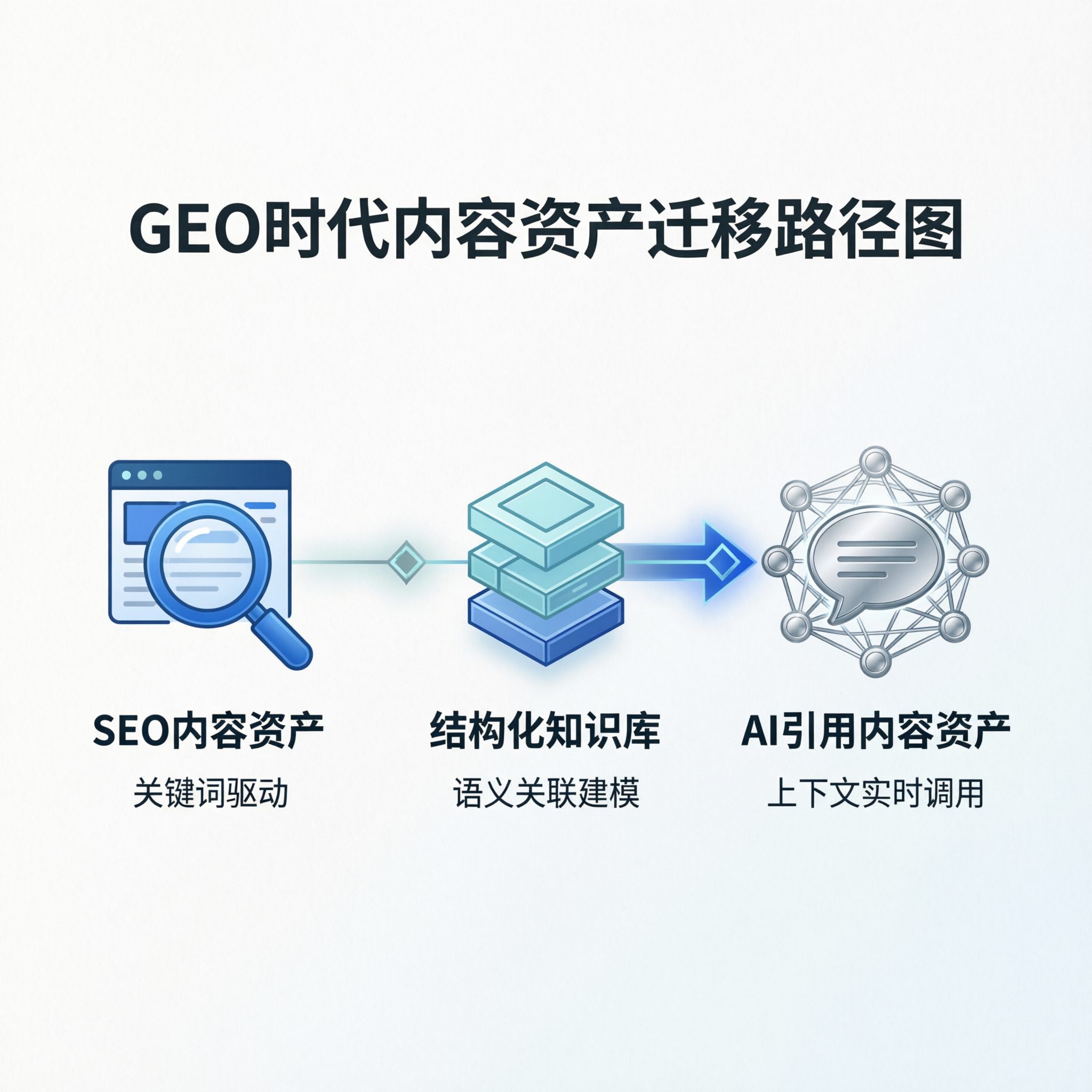 GEO时代品牌内容资产从SEO到AI引用的迁移路径图