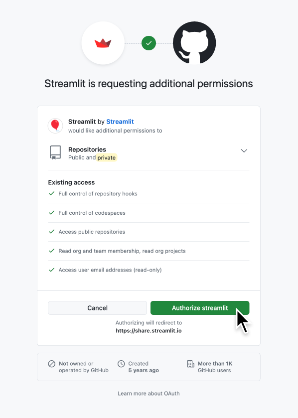 授权 Community Cloud 连接您的私有 GitHub 仓库