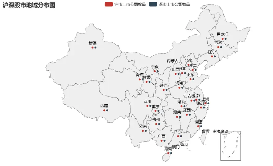 沪深股市地域分布图