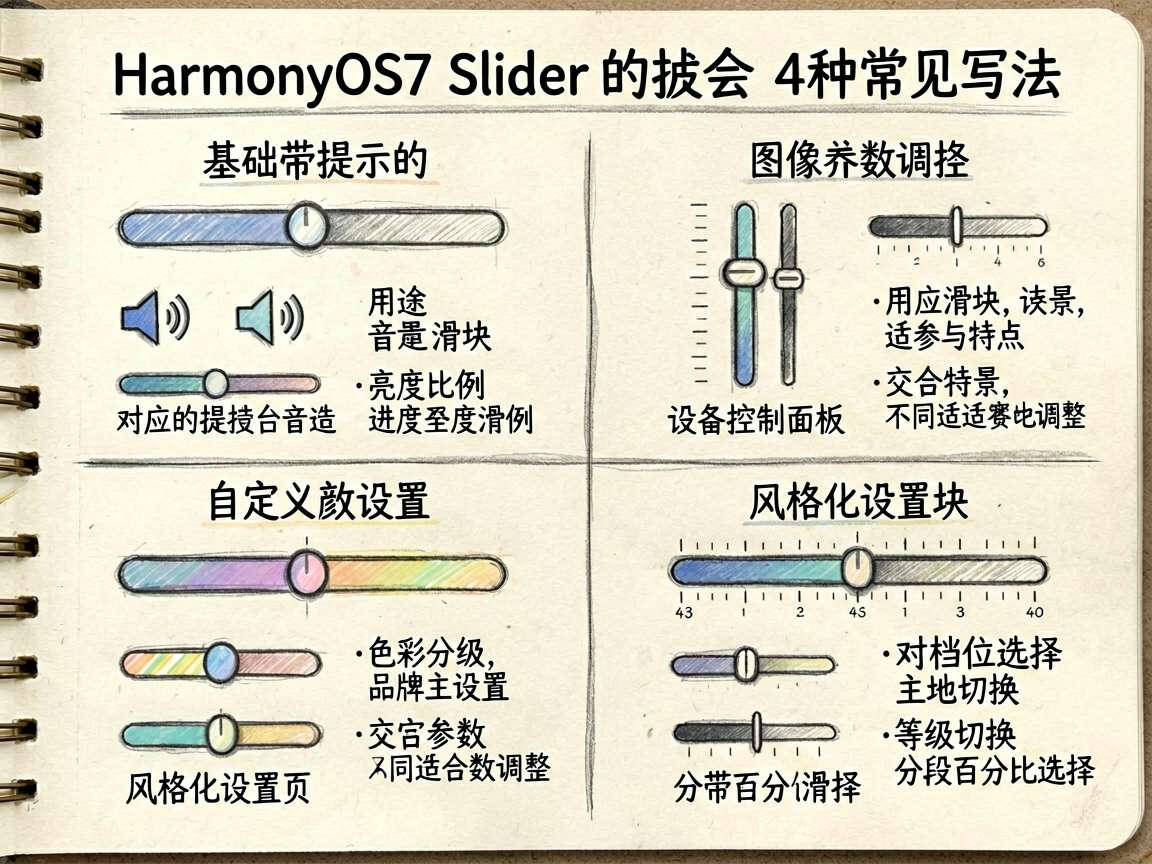 一张适合技术文章的 sketch-notes 对比图，主题是 HarmonyOS7 Slider 的