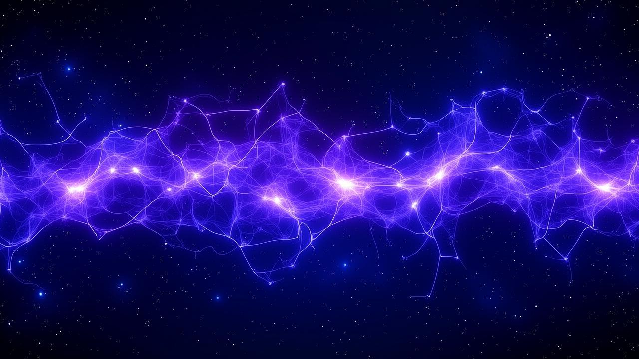 Abstract neural network imagery: glowing purple an