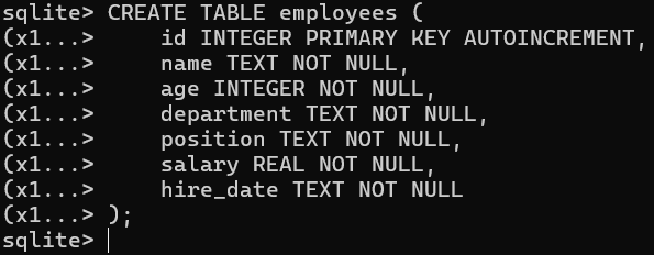 创建员工信息表