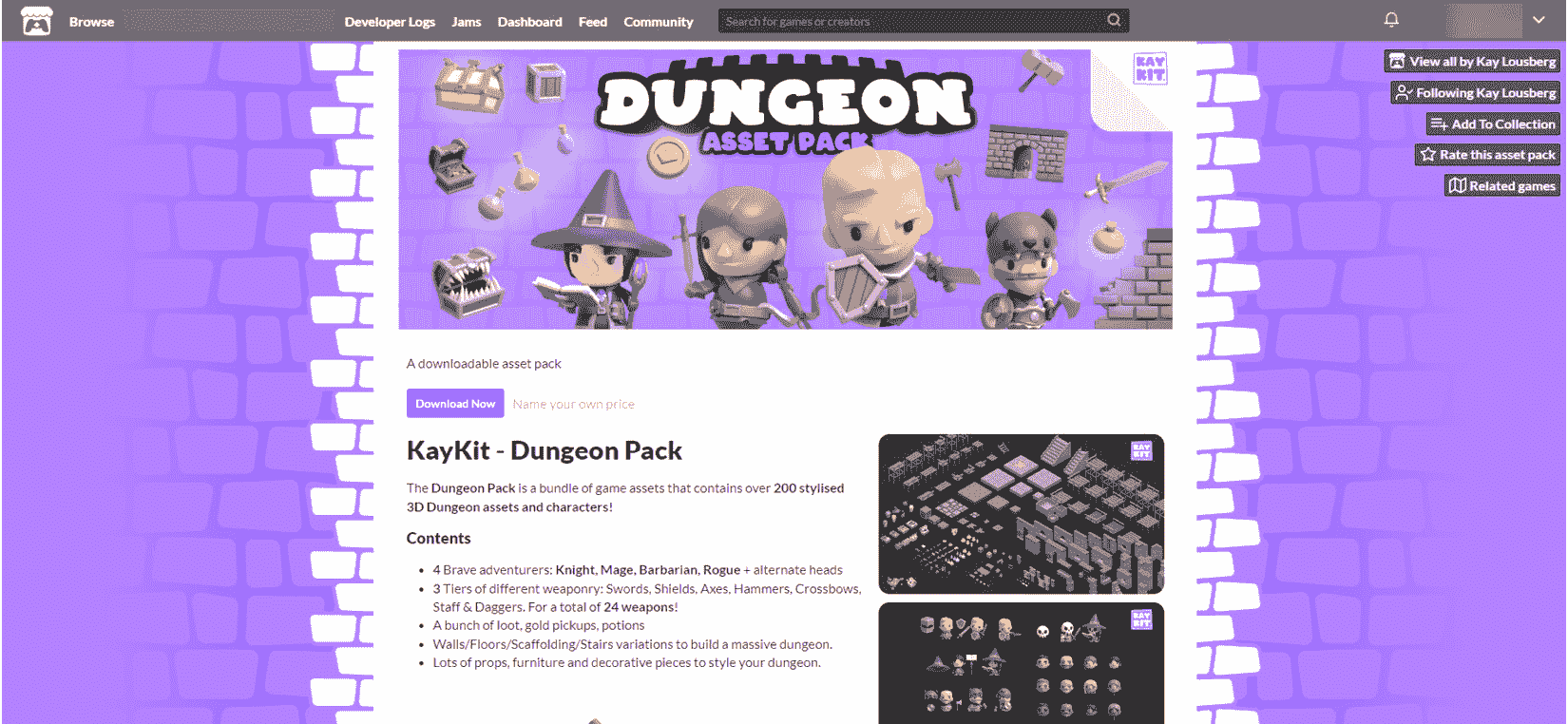 图 4.1 – KayKit 地牢包