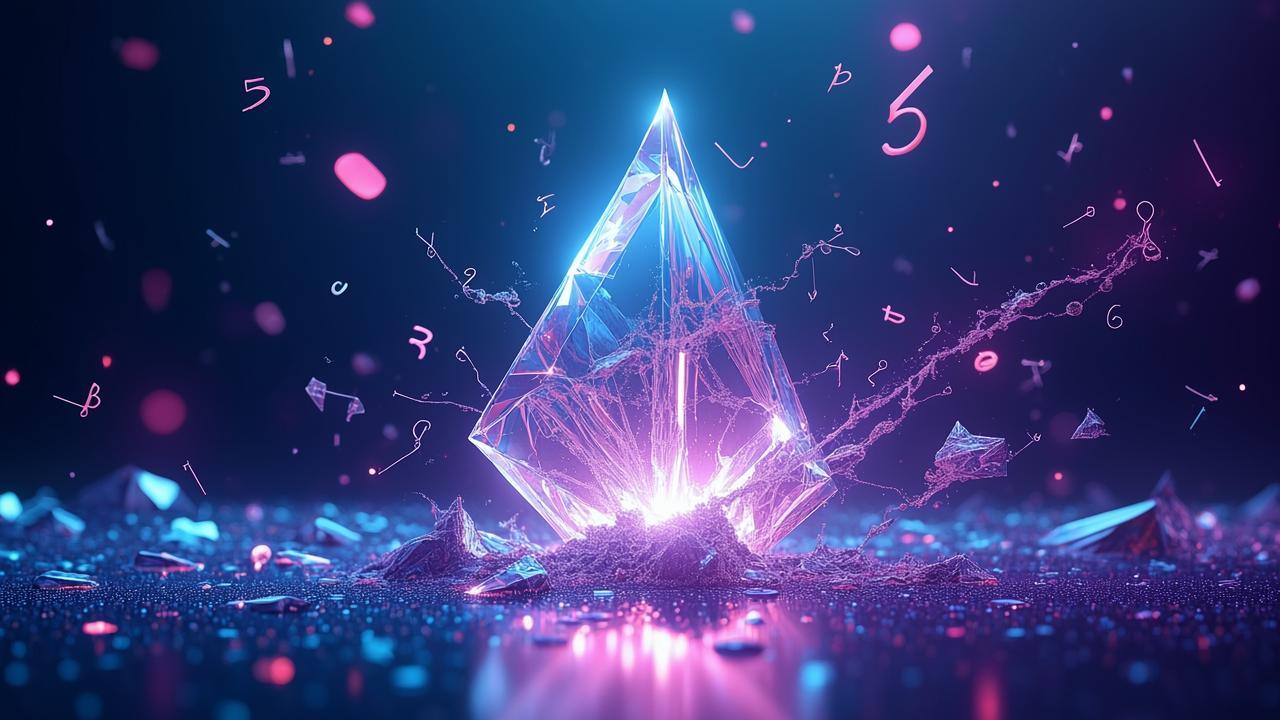 A surreal digital landscape where a clear, structu