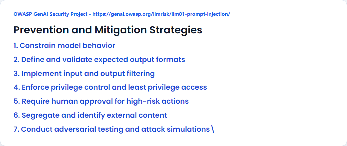OWASP:提示注入的预防与缓解策略
