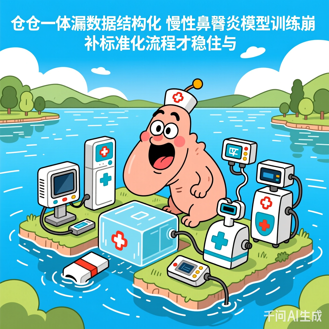 智能家居设备与医疗仪器混搭的搞笑插图