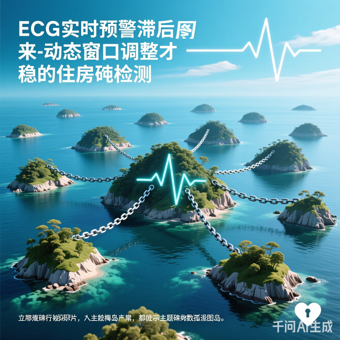 数据孤岛示意图：分散的岛屿被锁链包围