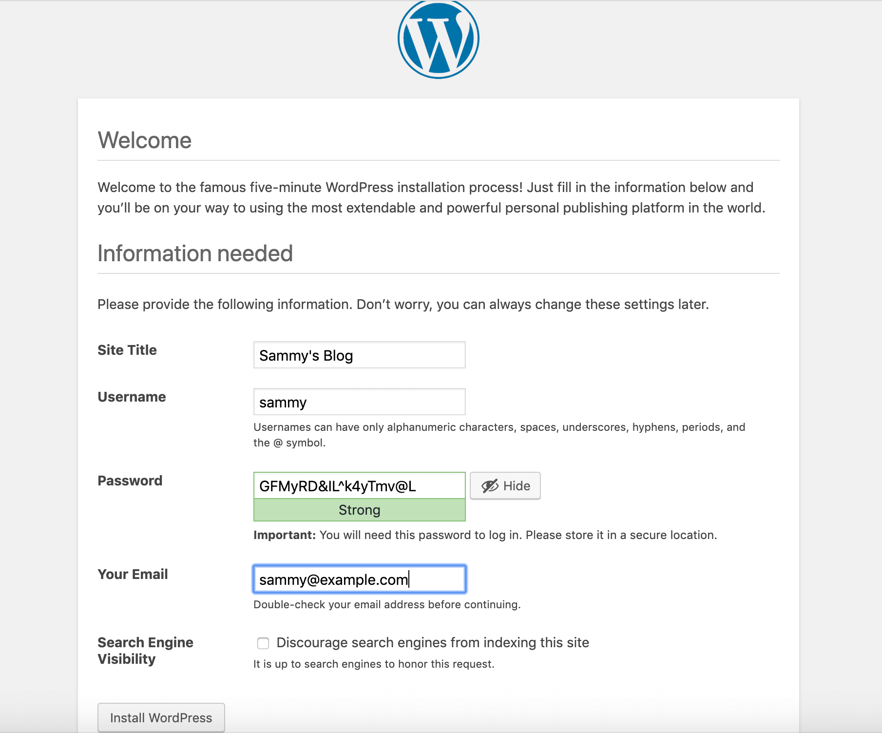 WordPress 主要设置页面