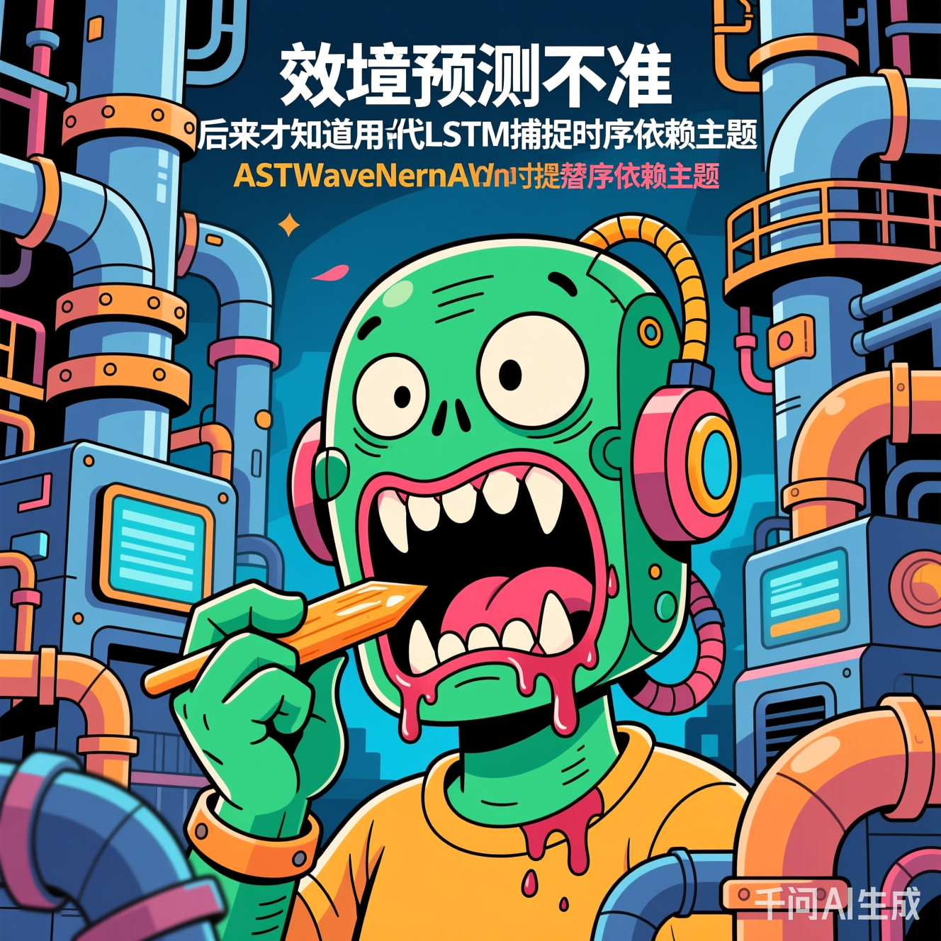 卡通版吃人AI插画
