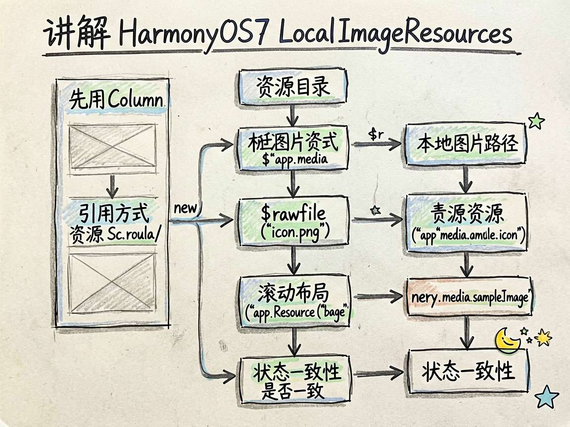 为一篇讲解 HarmonyOS7 LocalImageResources 的中文教程绘制一张手绘笔记