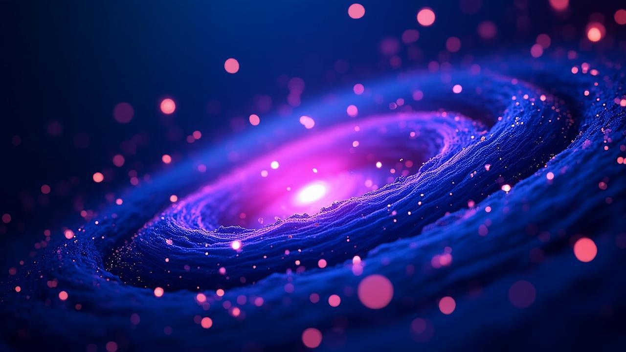 Abstract visual of time flow: a deep blue-purple v