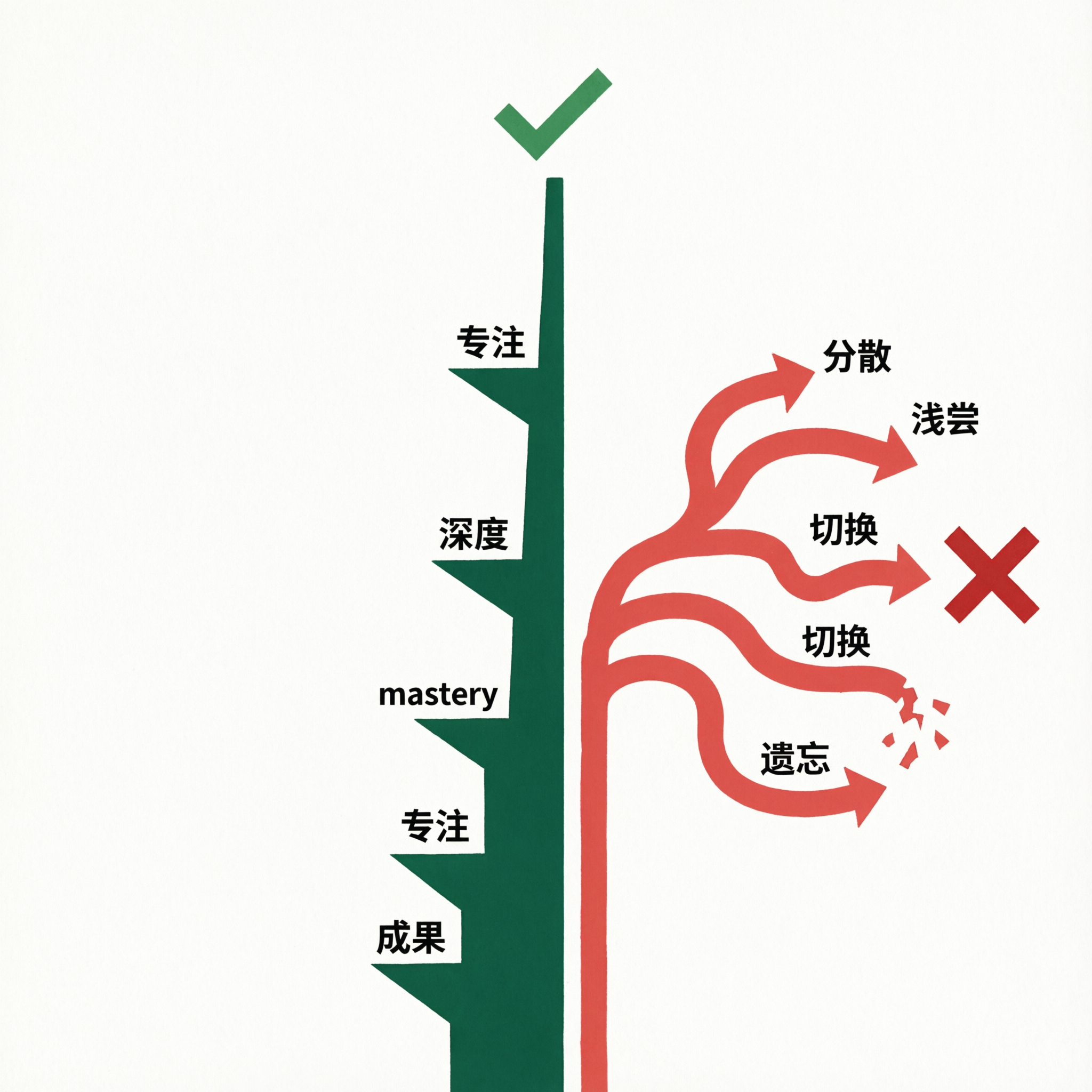 两条路对比：垂直深耕 vs 通用泛用，信息图风格，绿色与红色对比