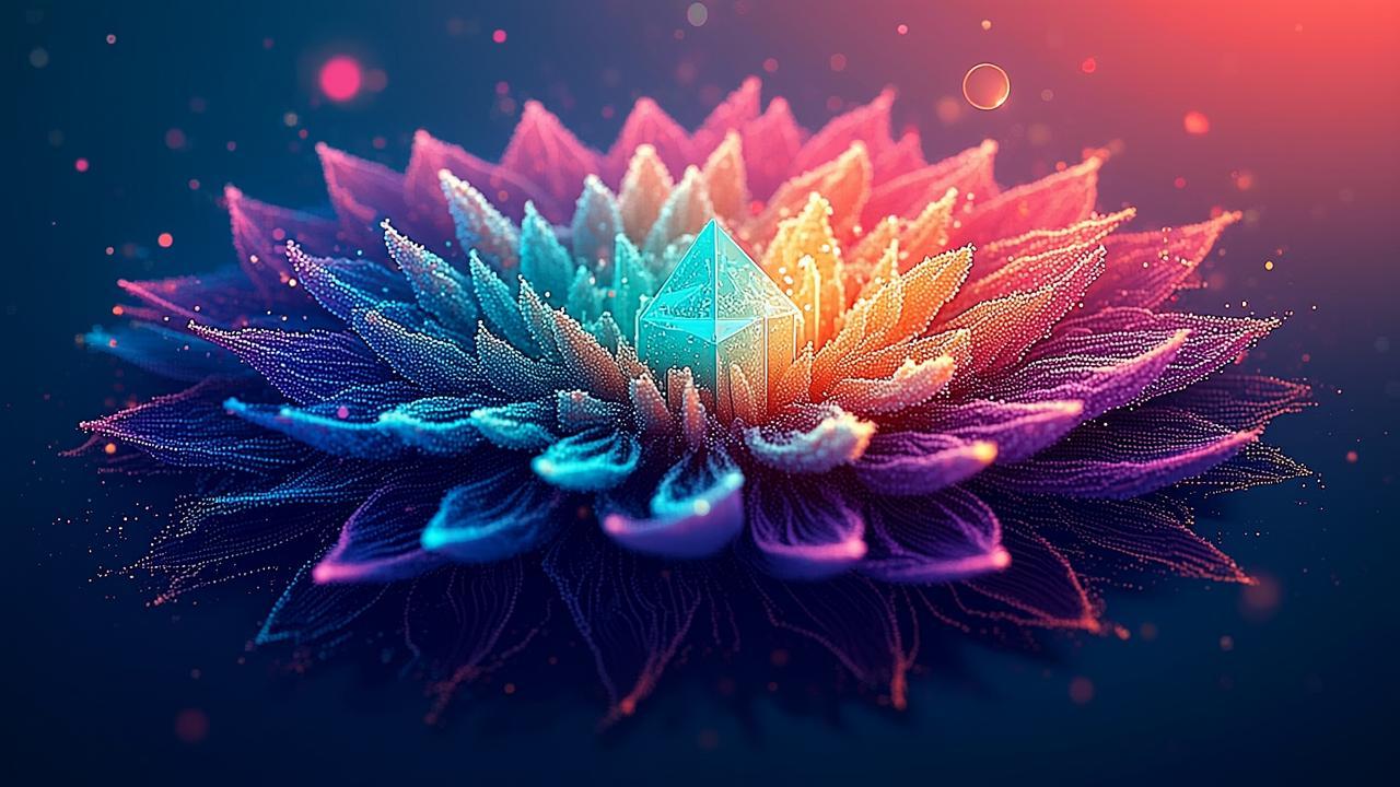A swirling vortex of prismatic light fragments, ea