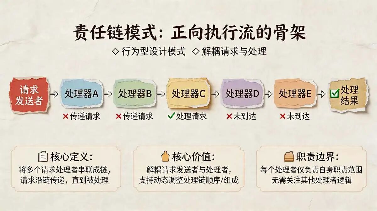 一、责任链模式（Chain of Responsibility）：正向执行流的骨架