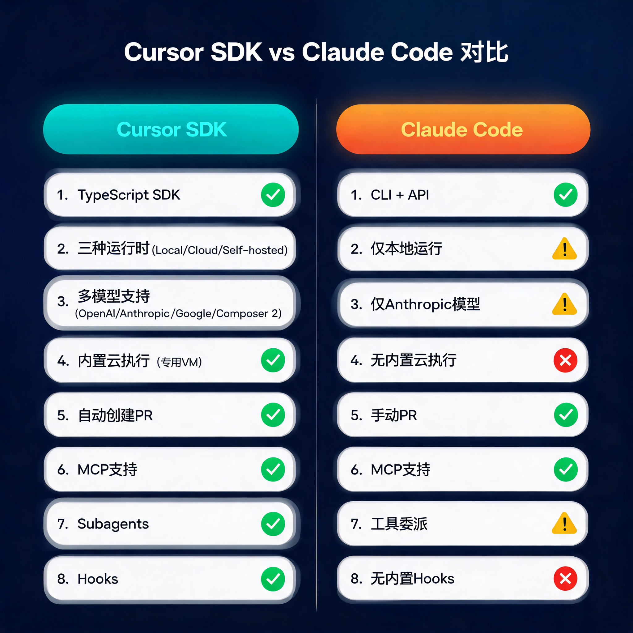 Cursor SDK vs Claude Code 对比