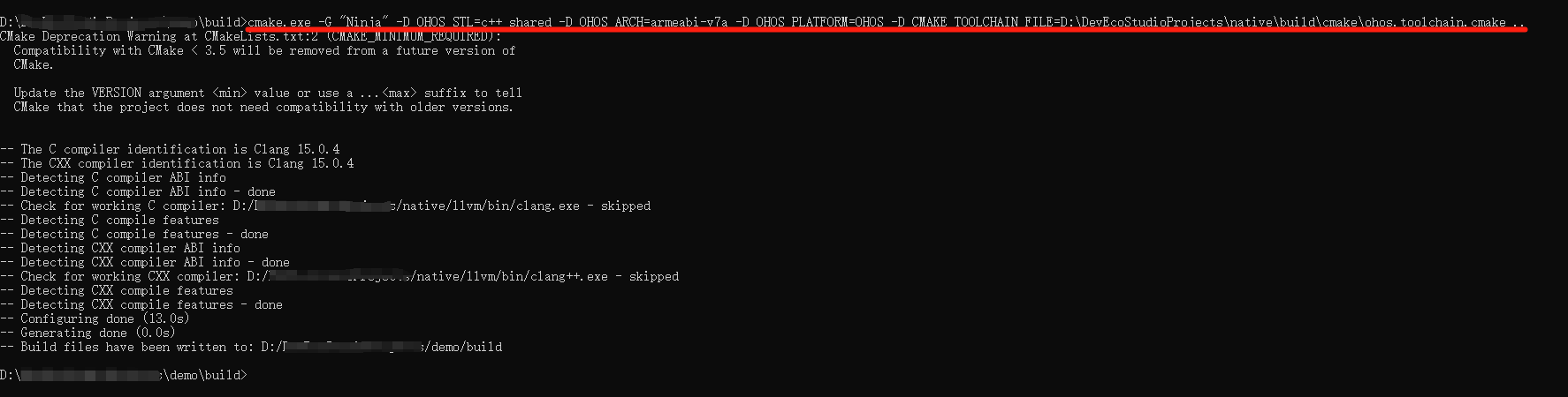 HarmonyOS：使用命令行CMake构建NDK工程_HarmonyOS_12