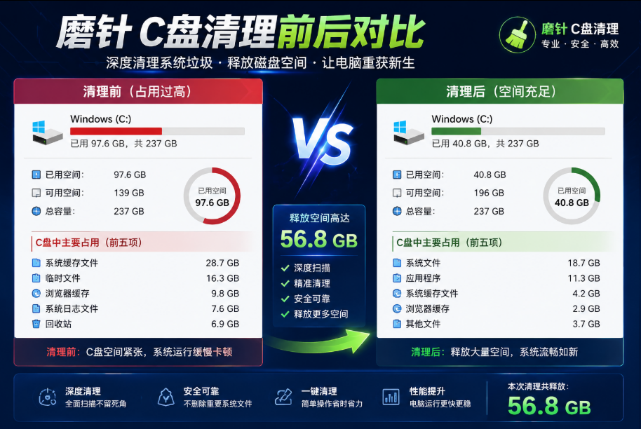 磨针c盘清理前后对比图