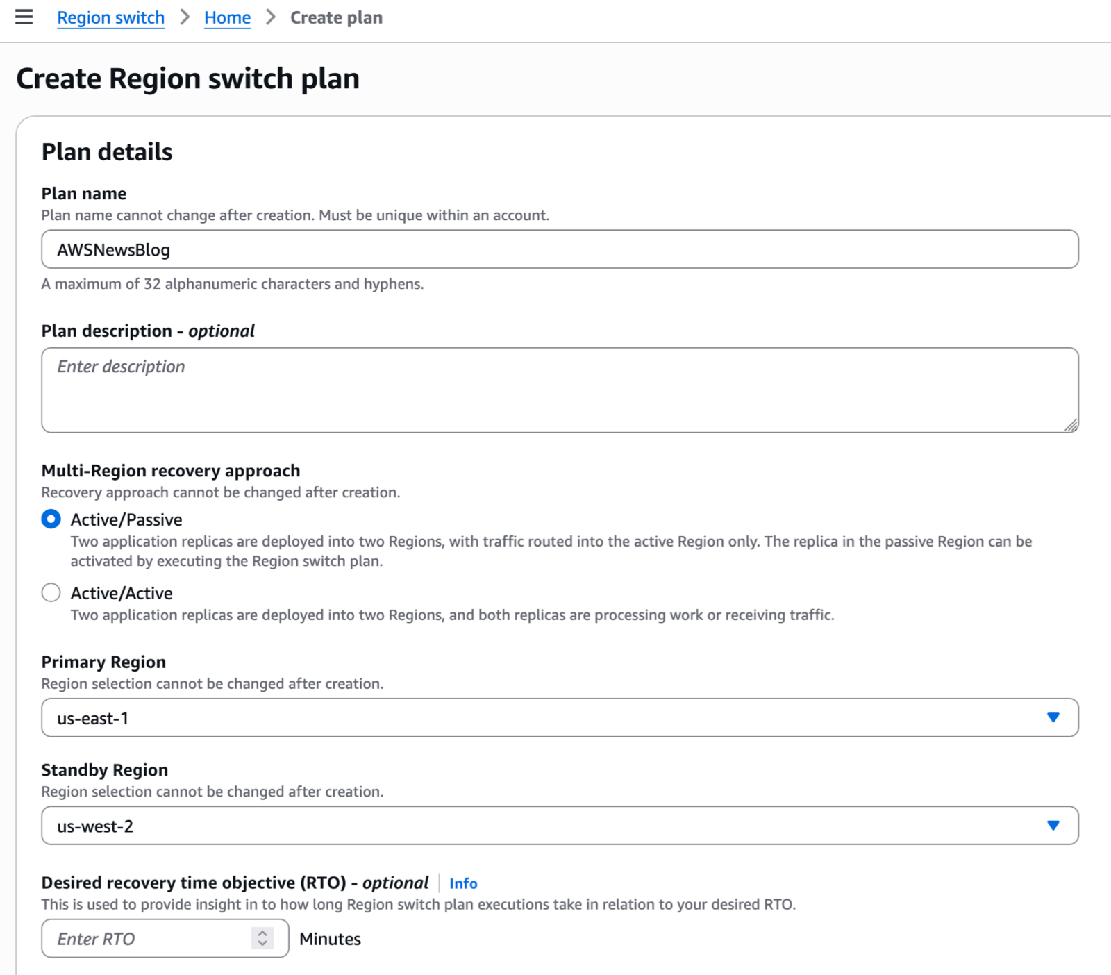 ARC 区域切换 - 创建计划