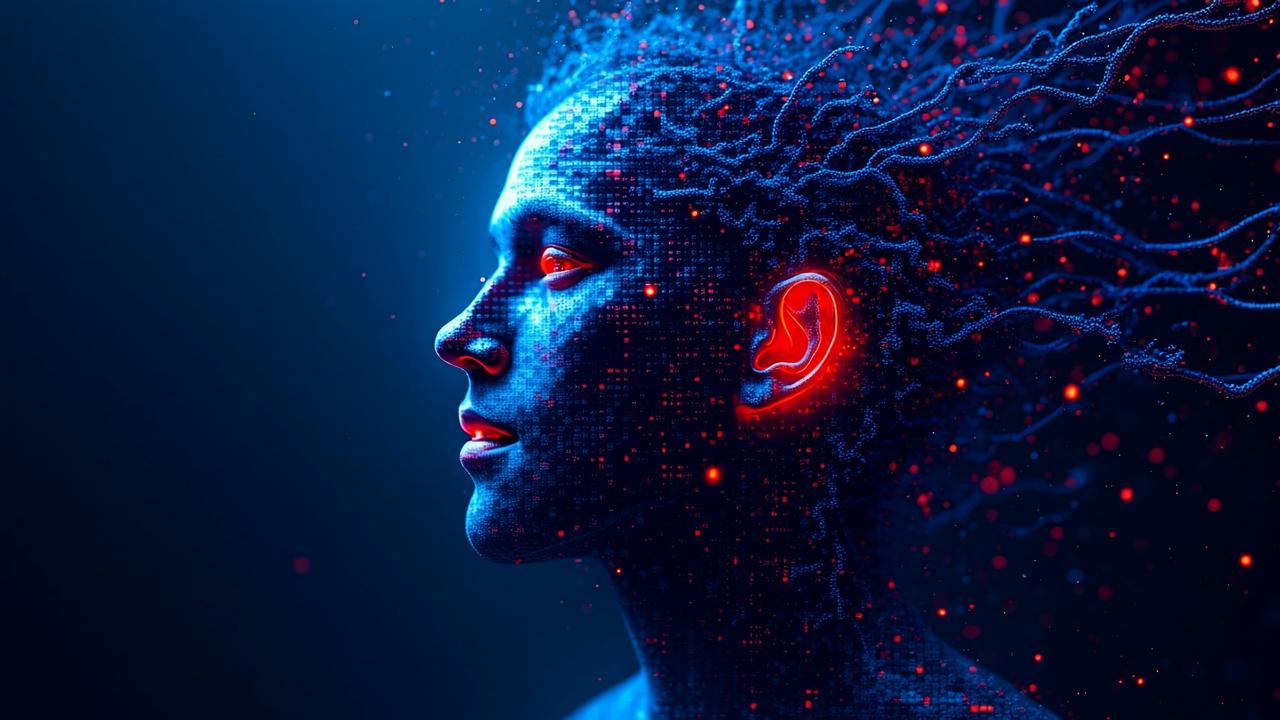 Abstract digital mist concept: dark blue data stre