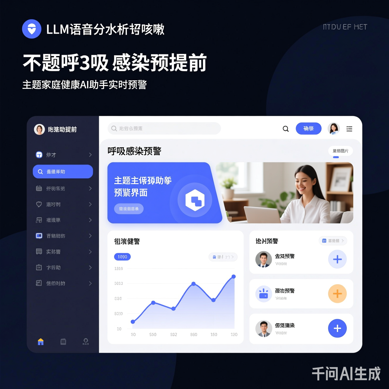 家庭健康AI助手实时预警界面示意图