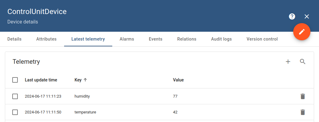 ControlUnitDevice最新遥测