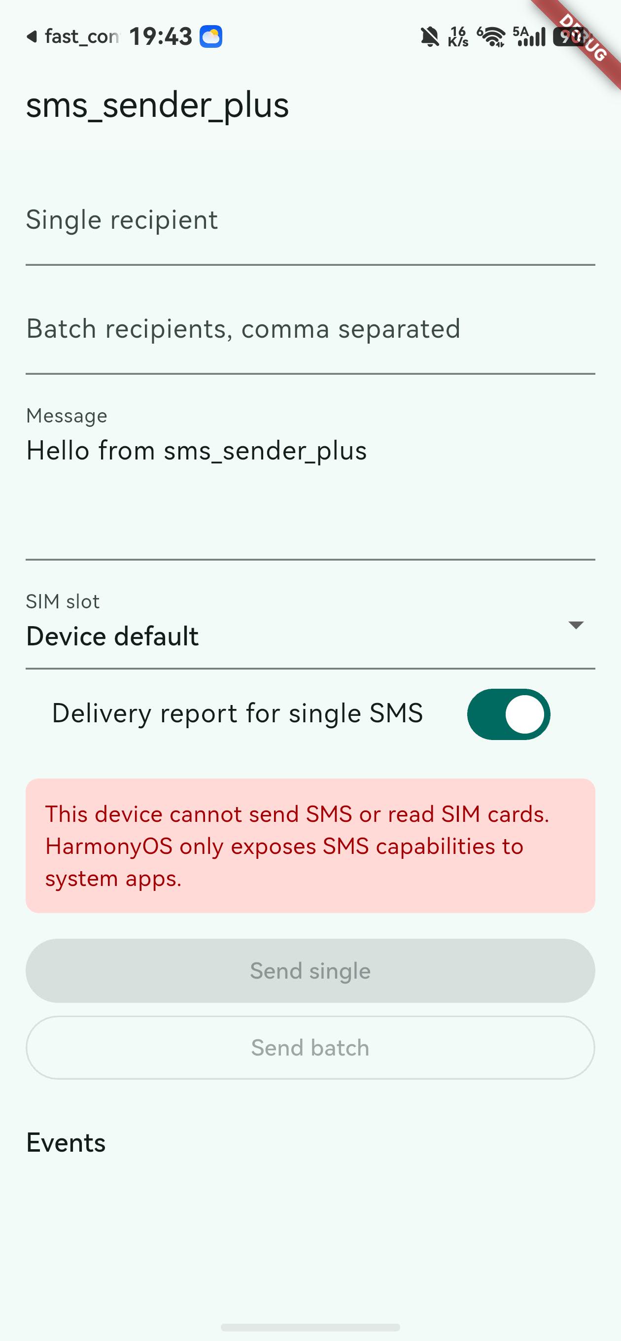 sms_sender_plus 鸿蒙真机运行截图