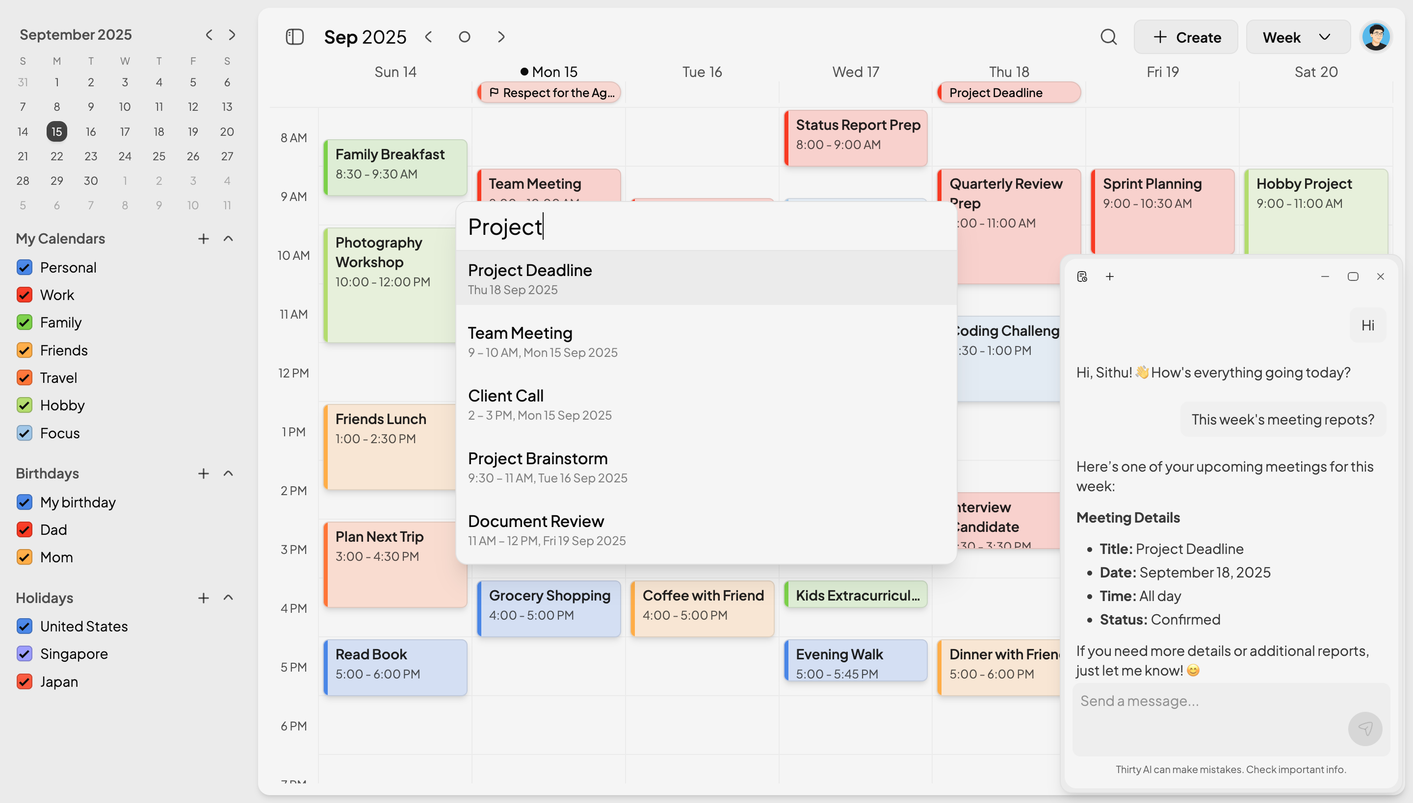 Thirty Calendar