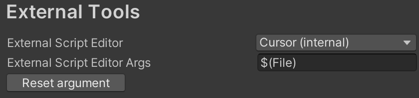 Unity External Tools 设置界面