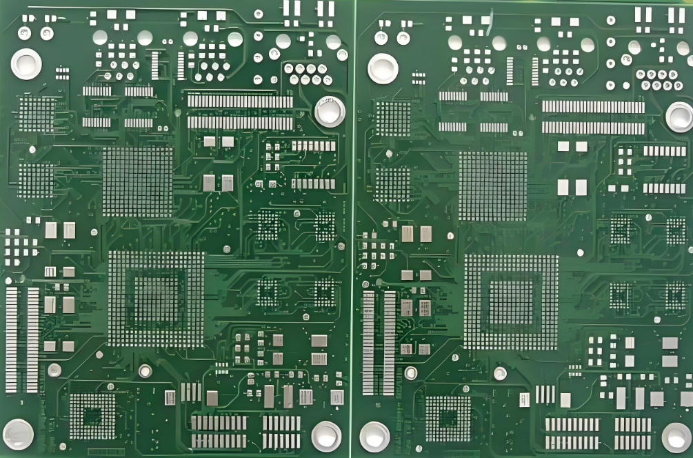 “浸银 PCB 表面处理，带反光涂层。”