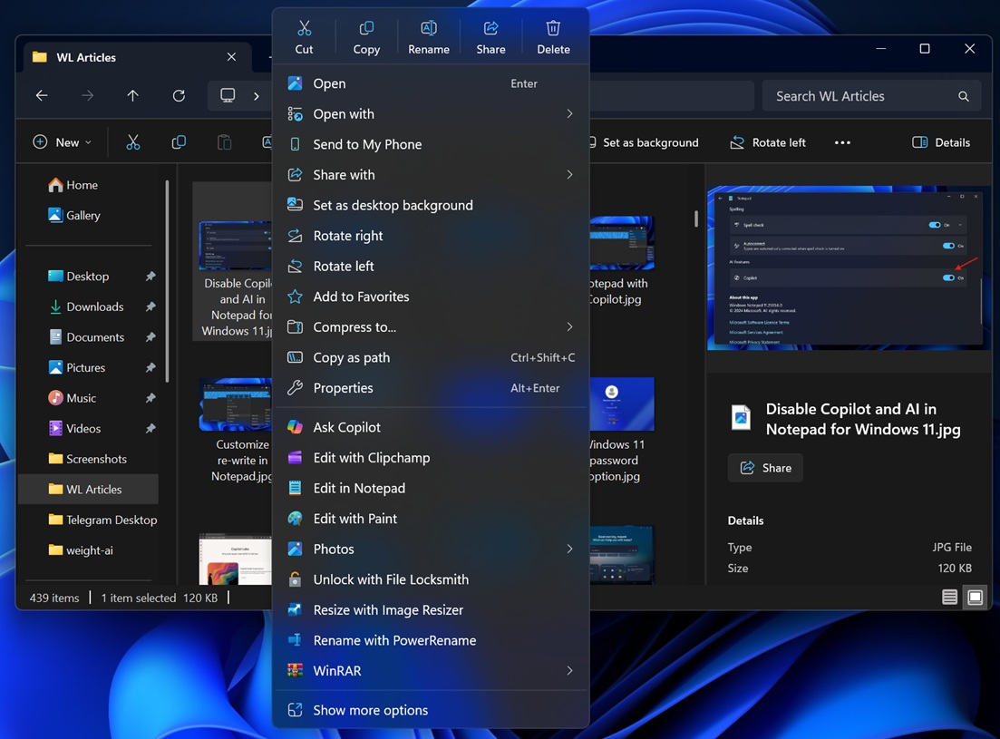 微软将允许用户从Windows 11文件资源管理器中移除“AI 动作”入口