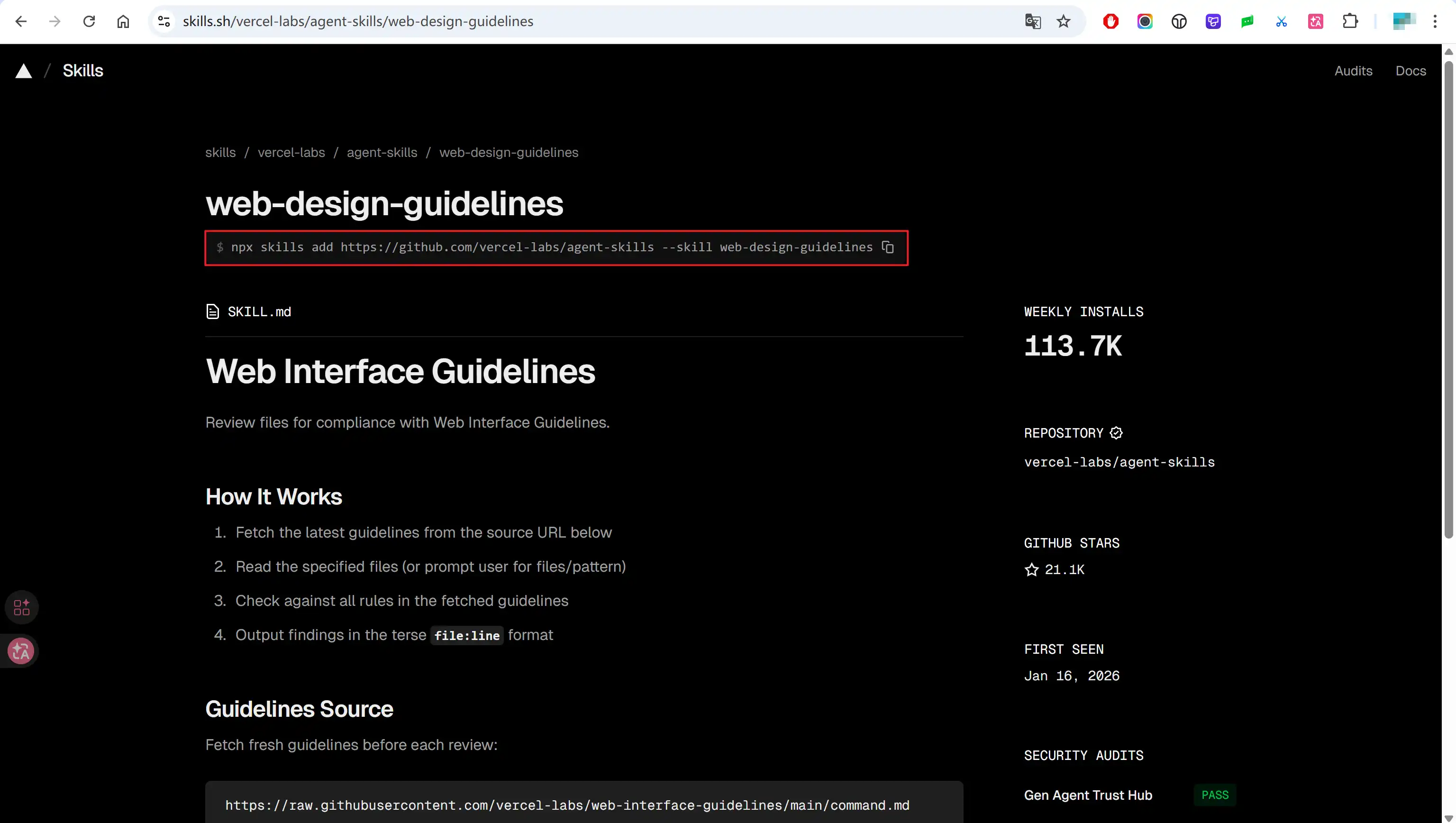 skills.sh skill页面